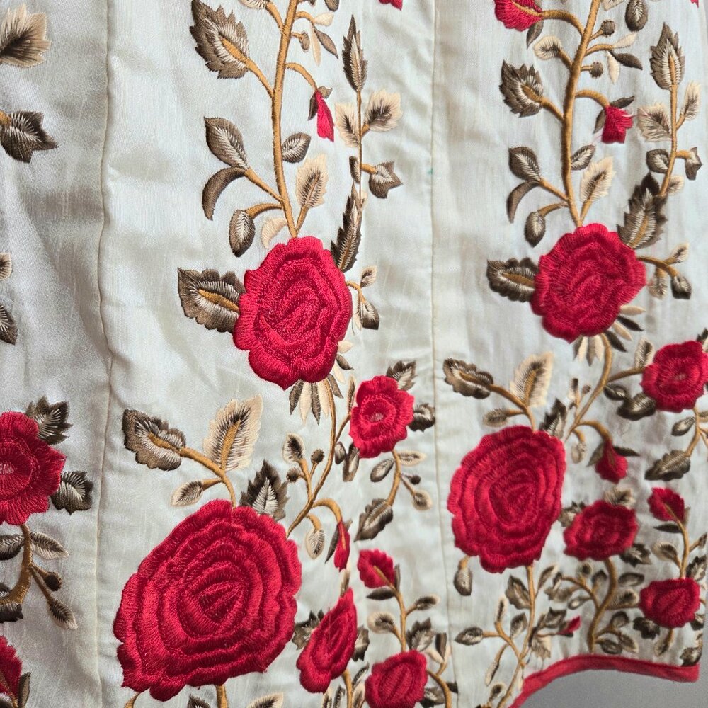 Anarkali suit with red floral embroidery. East Indian outfit. - Picture 5 of 8